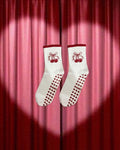 cute pilates grip socks red cherry